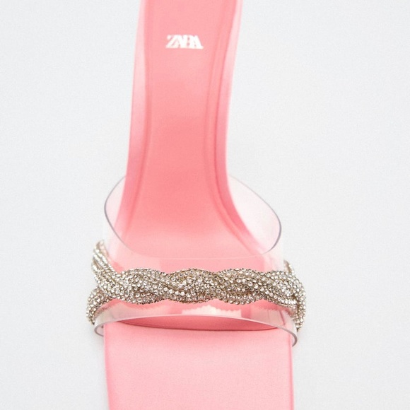 RHINESTONE VINYL HIGH HEEL SANDALS - Picture 4 of 7